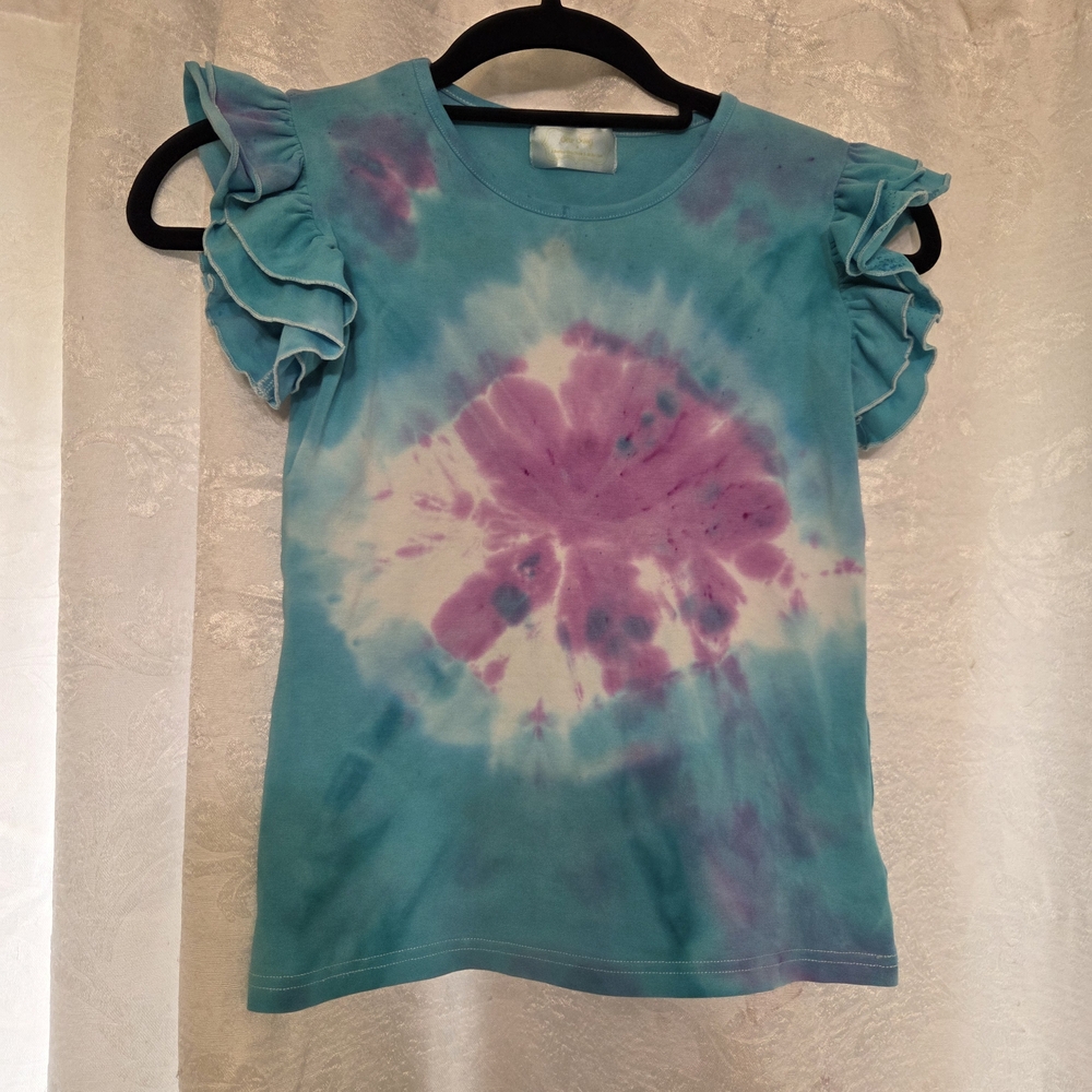 Vibrant Tie-Dye Ruffle Sleeve Tee